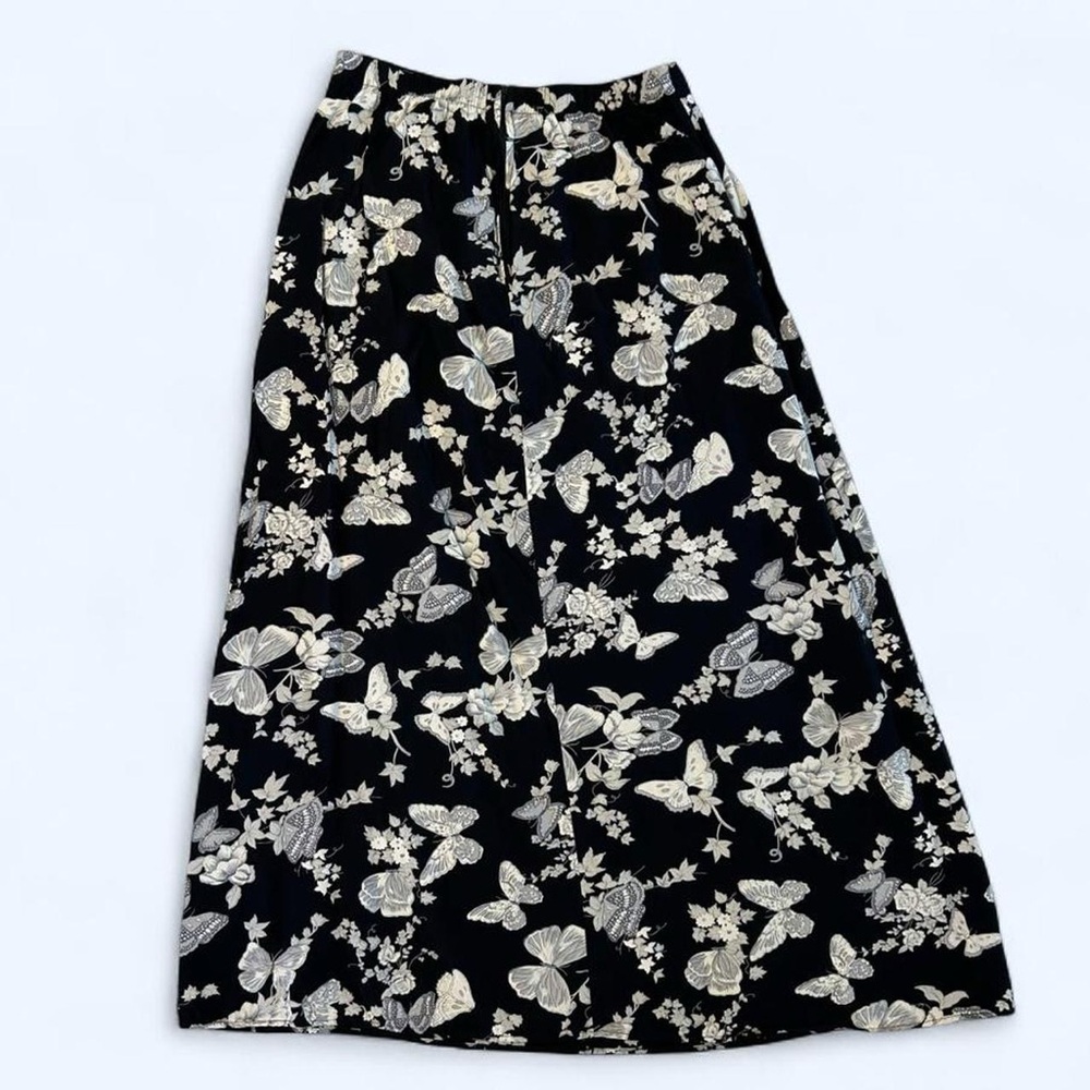 Vintage Goth Fairycore Black+Grey Butterfly Floral Midi Skirt by Vintage Studio - Picture 3 of 6
